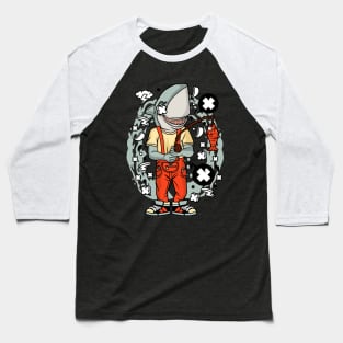 Shark Fisherman Illustration Baseball T-Shirt